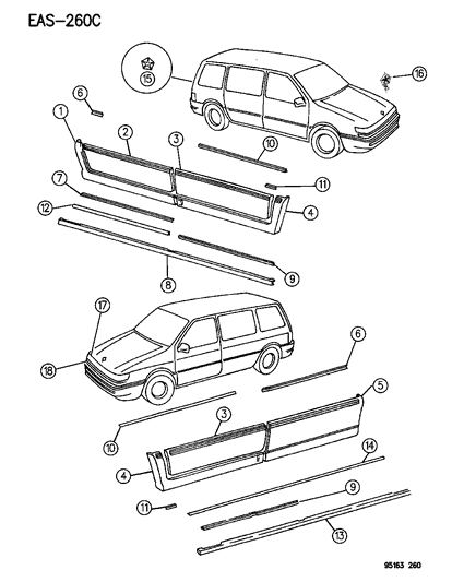1995 Dodge Caravan Appliques & Ornamentation Diagram