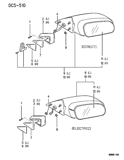 1995 Chrysler Sebring Mirror - Exterior Diagram