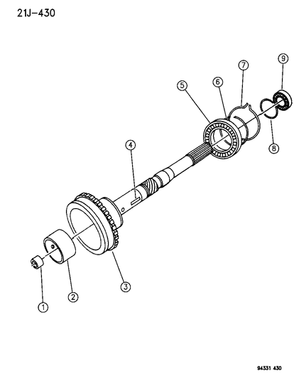 1996 Dodge Ram Van Output Shaft - Automatic Transmission Diagram