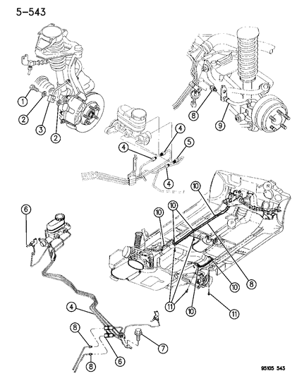 1995 Chrysler Cirrus Lines & Hoses, Brake Diagram 2