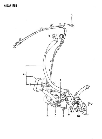 1991 Dodge Colt Seat Belt - Front Diagram