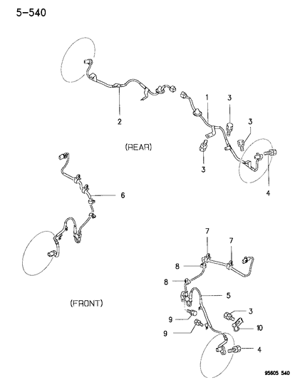 1995 Dodge Avenger Sensor Rear Abs Diagram for MB928940