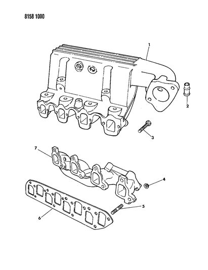 1988 Chrysler Town & Country Manifolds - Intake & Exhaust Diagram 1