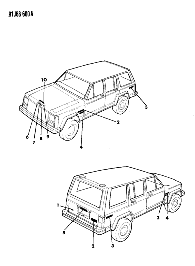 1993 Jeep Cherokee Nameplates Diagram 2