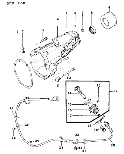 1986 Dodge Ram 50 Extension, Speedometer Cable & Pinion Diagram 2