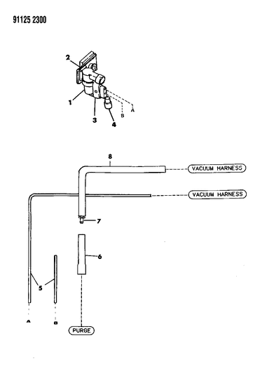 1991 Chrysler Town & Country Vapor Canister Hose Harness Diagram