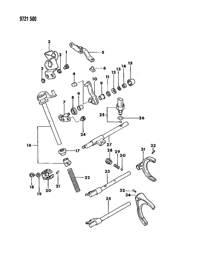 1989 Dodge Colt Control, Shift Diagram 1