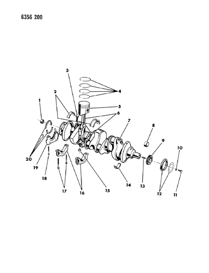 1986 Dodge W350 Crankshaft & Piston Diagram 1