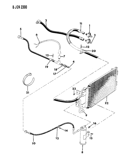 1987 Jeep Grand Wagoneer Receiver/Drier, Condenser & Hoses Diagram 2