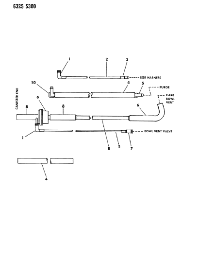 1987 Dodge W250 Vapor Canister Hose Harness - Dual Canister Diagram 2