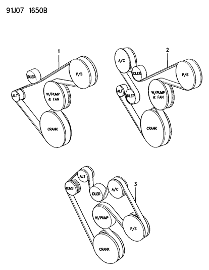 1993 Jeep Grand Wagoneer Belt-7PK 2285 Diagram for 53008744