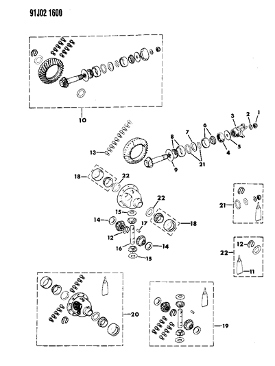 1993 Jeep Grand Wagoneer Differential - Front Axle Diagram