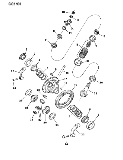 1987 Dodge W150 Differential - Front Axle Diagram 1