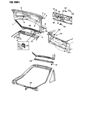 1987 Chrysler LeBaron GTS Liftgate Panel Diagram