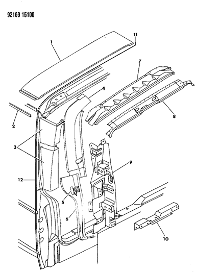 1992 Chrysler Town & Country Panel & Extension Diagram