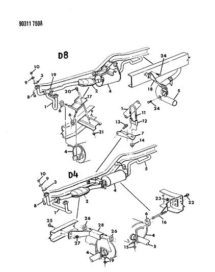 1992 Dodge D250 Exhaust System Diagram 2