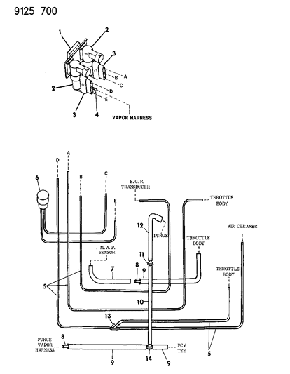 1989 Dodge Omni Emission Hose Harness Diagram 1