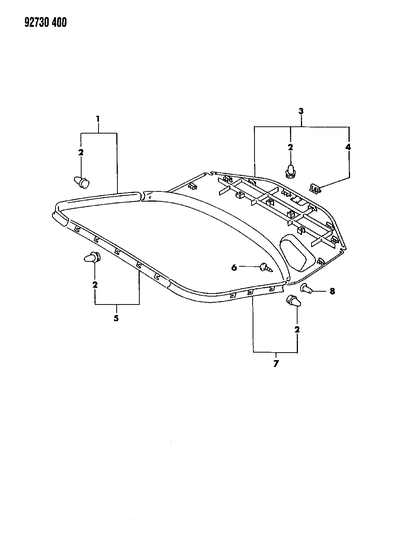 1992 Dodge Stealth Tailgate Trim Diagram