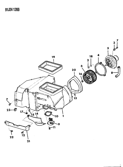 1992 Jeep Cherokee Blower Motor And Housing Heater And Air Conditioning Diagram