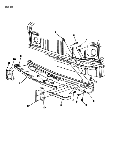 1985 Dodge Ram Wagon Bumper Front Diagram 2