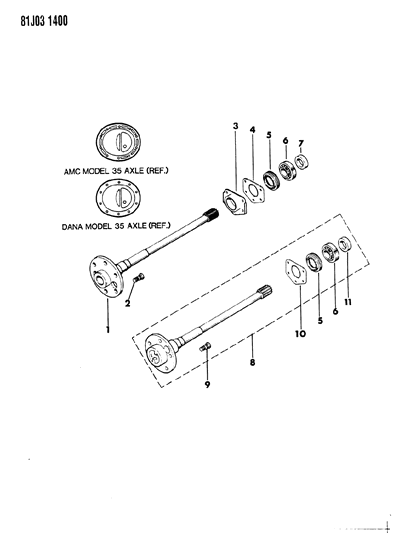1985 Jeep Wagoneer RETAINER-Rear Axle Diagram for 83503022