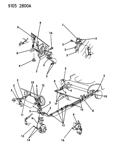 1989 Dodge Dynasty Lines & Hoses, Brake Front Diagram