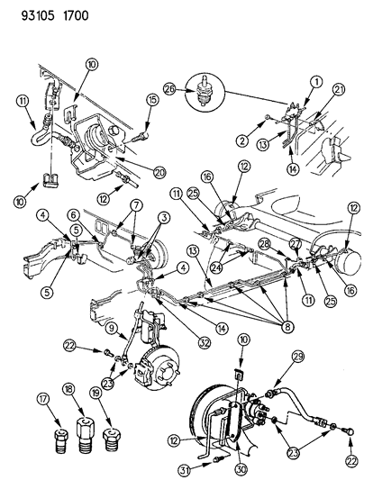1993 Chrysler LeBaron GTC Lines & Hoses, Brake Diagram 2