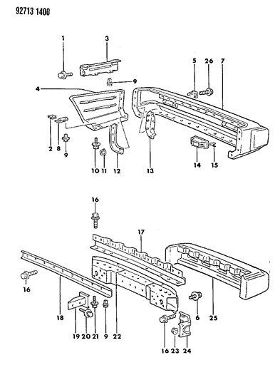 1994 Dodge Colt Bumper, Rear Diagram 2