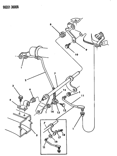 1992 Dodge Dakota Controls, Gearshift, Lower Diagram