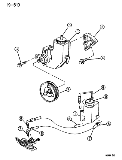 1992 Dodge Viper Pump & Hoses, Power Steering Diagram