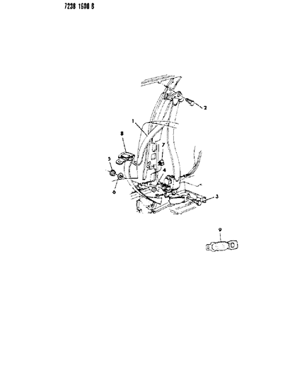 1987 Chrysler New Yorker Belt - Front Seat Diagram 1