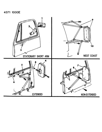 1985 Dodge W150 Mirror - Exterior Diagram