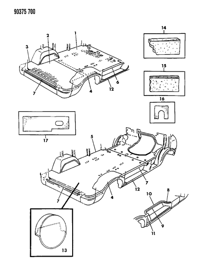 1991 Dodge Ram Van Carpets-Mats-Scuff Plates, Rear Diagram