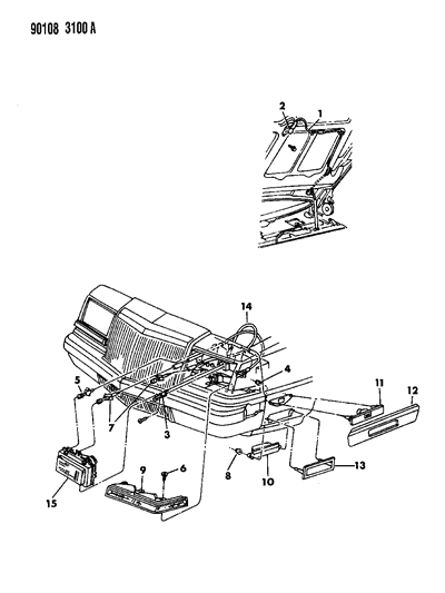 1990 Chrysler New Yorker Lamps - Front Diagram