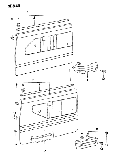 1991 Dodge Ram 50 Door Trim Panel Diagram