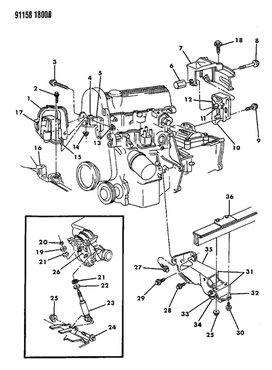 1991 Chrysler LeBaron Engine Mounting Diagram 1