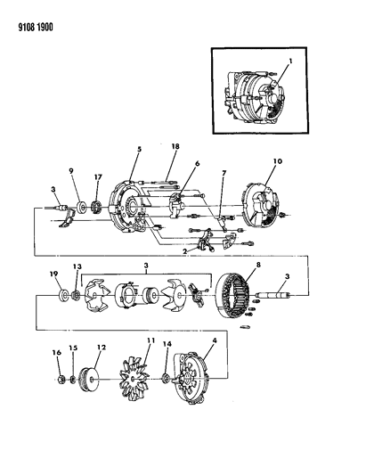 1989 Chrysler LeBaron GTS Alternator Diagram 2