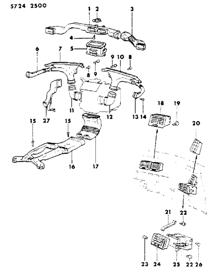 1985 Dodge Colt Air Ducts & Outlets Diagram