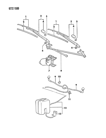 1989 Dodge Ram 50 Windshield Wiper & Washer Diagram