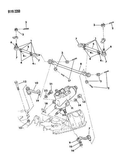1989 Dodge Diplomat Tie Rods, Steering Gear And Linkage Diagram