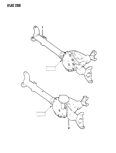 1985 Jeep J20 Axle Assembly, Front Diagram