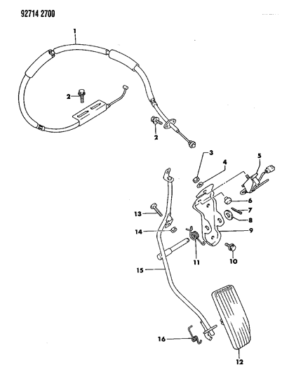 1992 Dodge Stealth Accelerator Linkage & Pedal Diagram