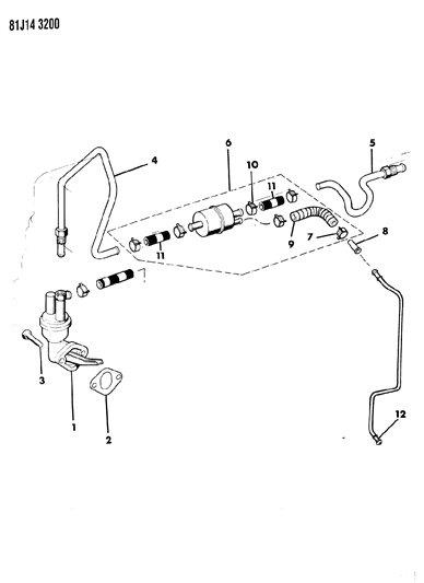1986 Jeep Wrangler Fuel Pump & Filter Diagram 1