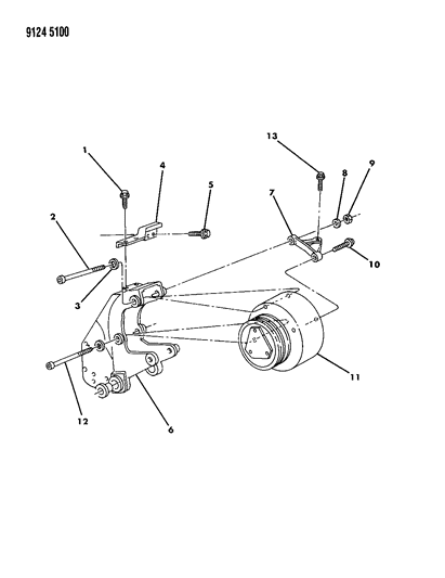 1989 Chrysler TC Maserati A/C Compressor Mounting Diagram 1