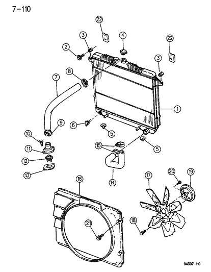 1996 Dodge Dakota Radiator & Related Parts Diagram 2