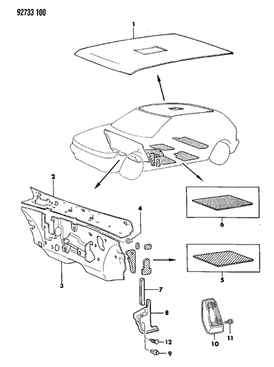 1992 Dodge Colt Cowl Panel & Silencers Diagram