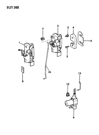 1991 Jeep Grand Wagoneer Latch, Front Door, Right Diagram for 55027885