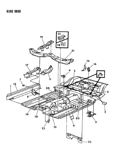 1986 Dodge Lancer Floor Pan Front Diagram