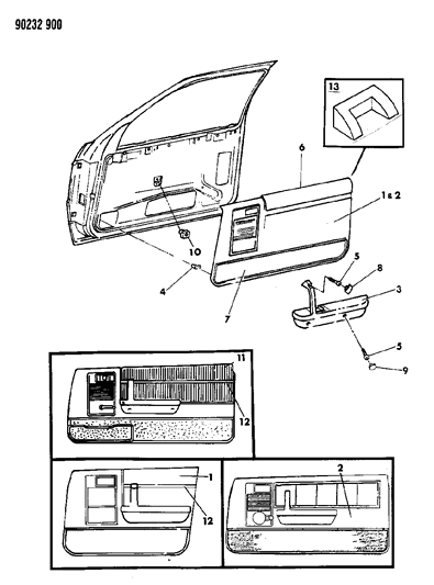 1990 Dodge Shadow Door Trim Panel Diagram
