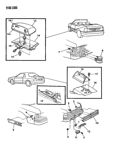 1989 Chrysler LeBaron GTC Lamps & Wiring - Rear Diagram